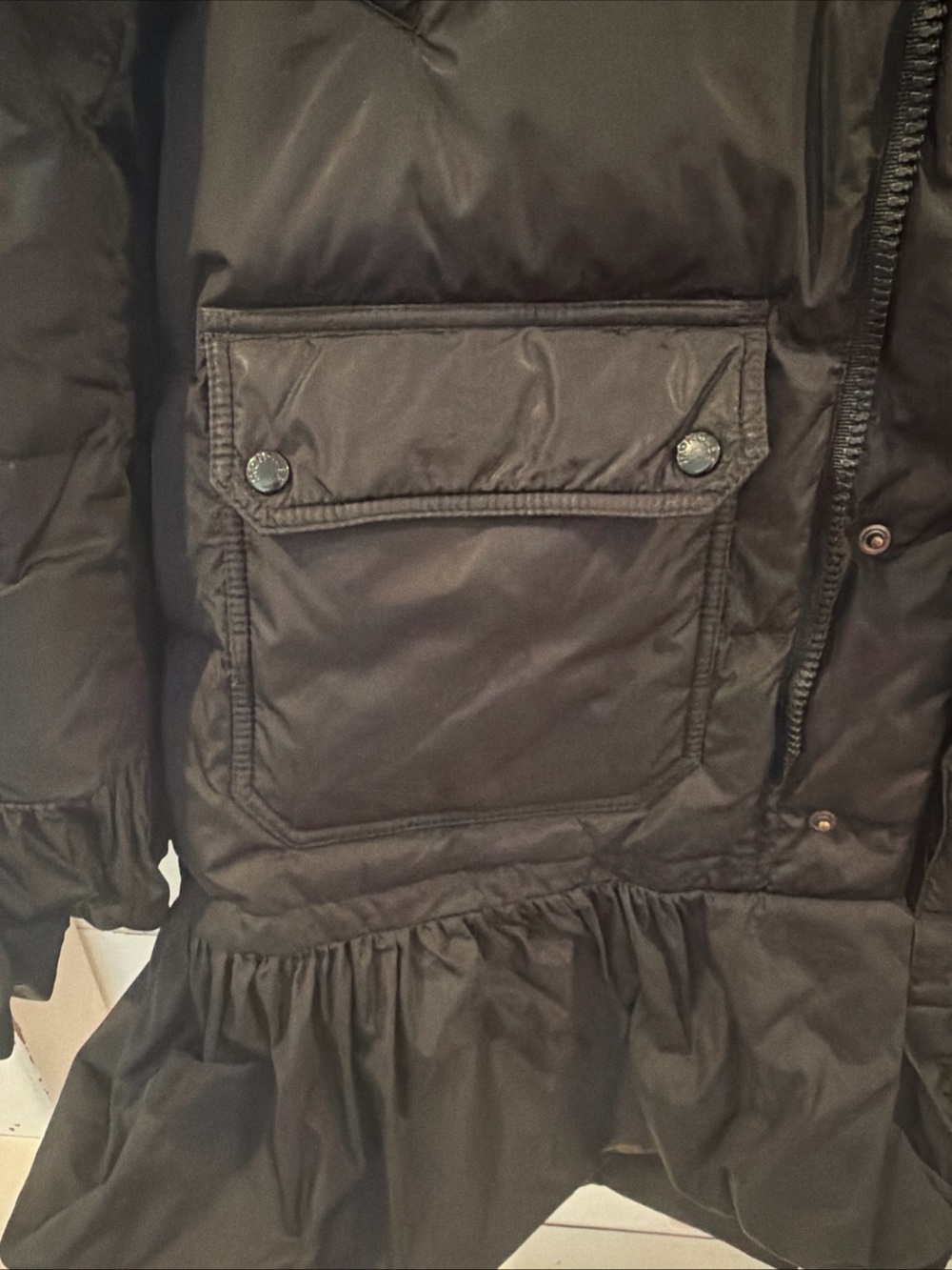 Moncler Black Ruffle-Hem Puffer Jacket - Picture 7 of 12